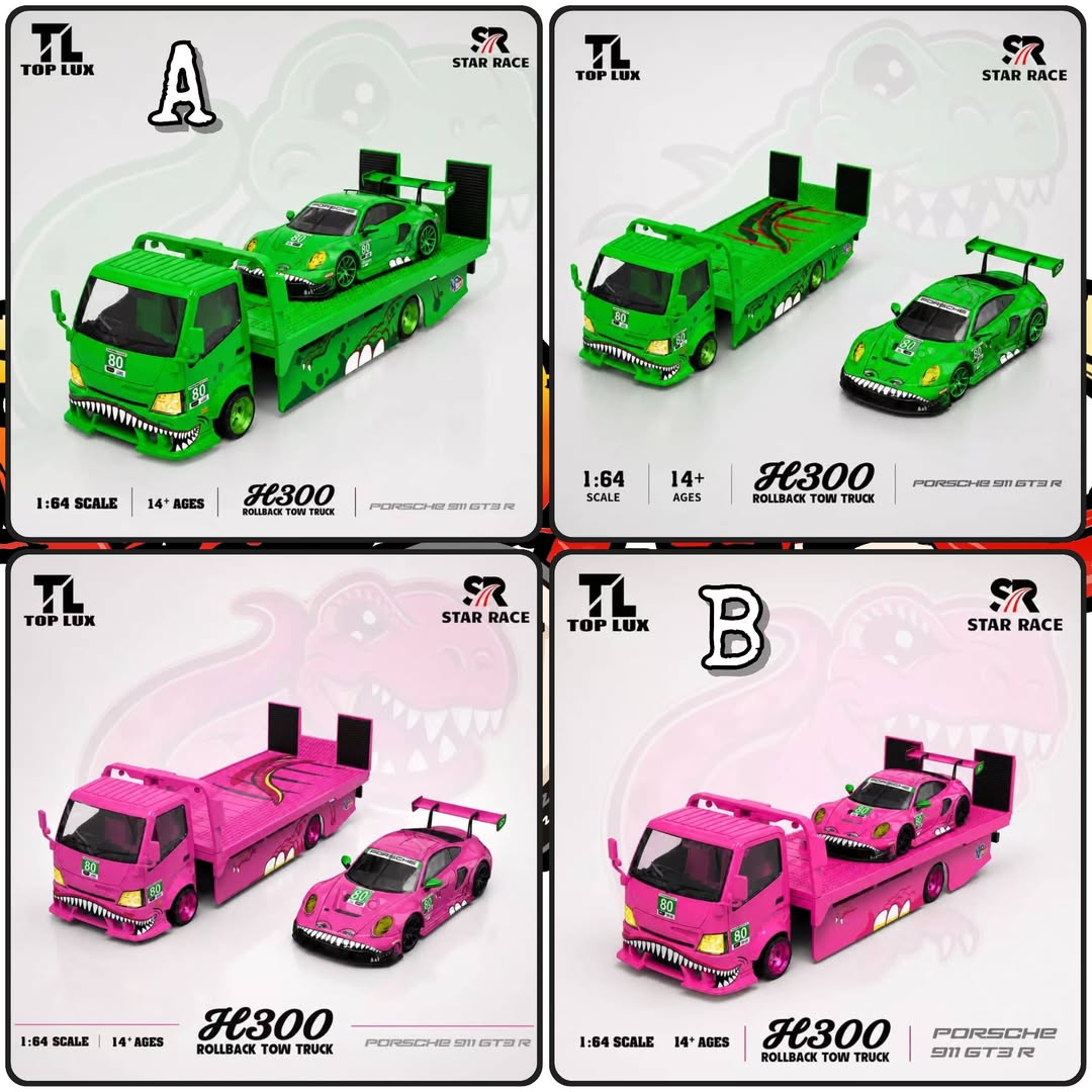 Top Lux x Star Race 1:64 Diecast Model Set — H300 Tow Truck x 992 GT3 R